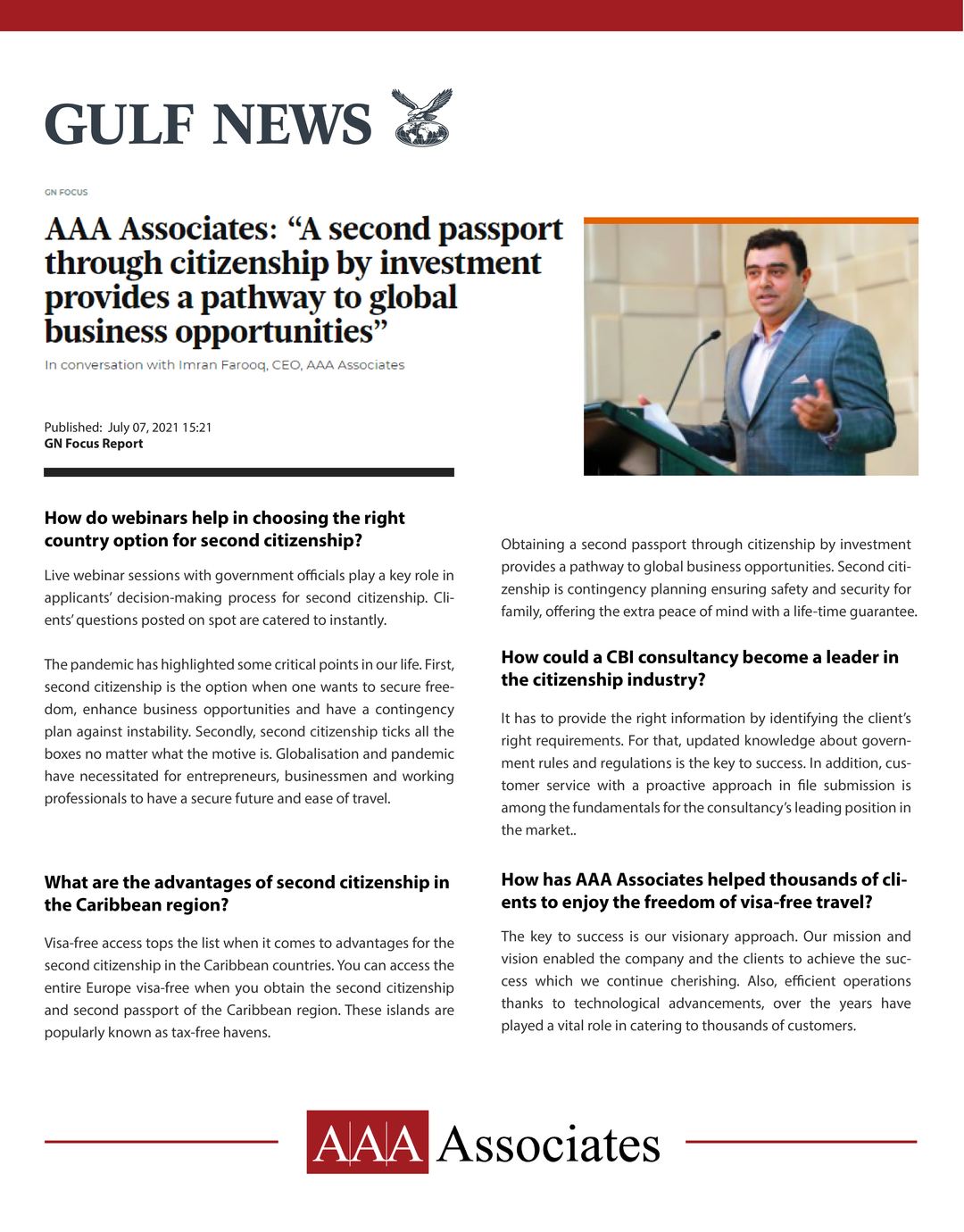 AAA Associates in Gulf News
